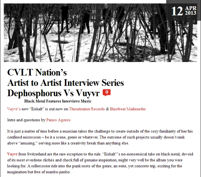 CVLT Nation’s  Artist to Artist Interview Series Dephosphorus Vs Vuyvr